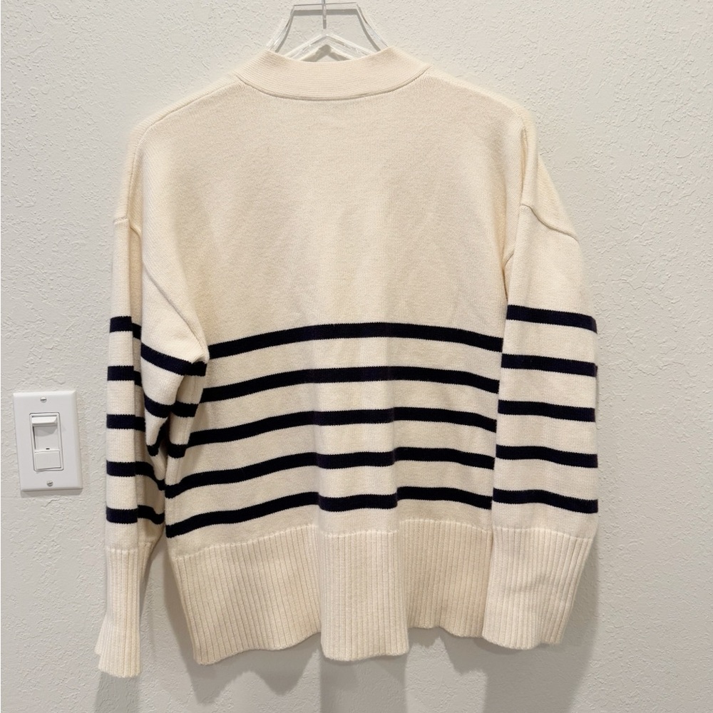 ZARA Stripe Cardigan Sweater in Ivory and Black Stripes button front - Picture 3 of 6